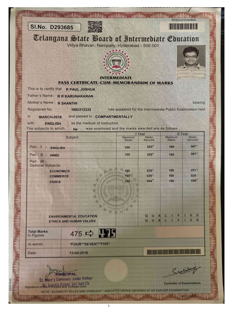 Paul Intermediate Certificate | PDF
