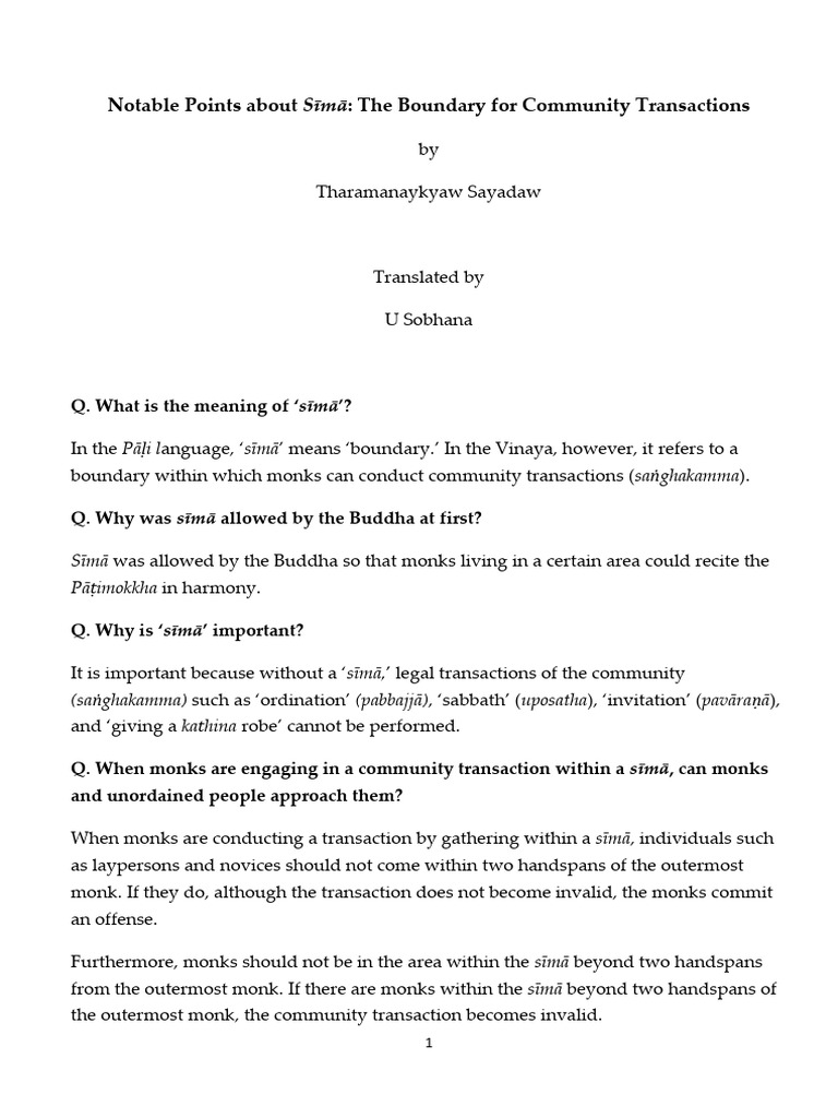 Sīmā Questions and Answers | PDF | Bhikkhu | Foot (Unit)