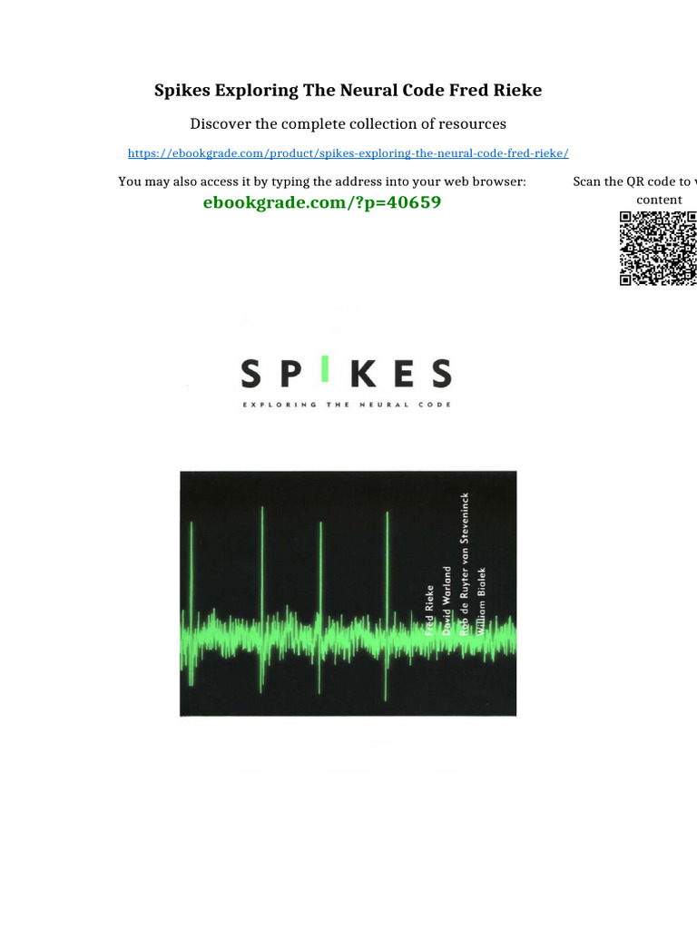 Spikes Exploring the Neural Code Fred Rieke Kindle & PDF Formats | PDF ...