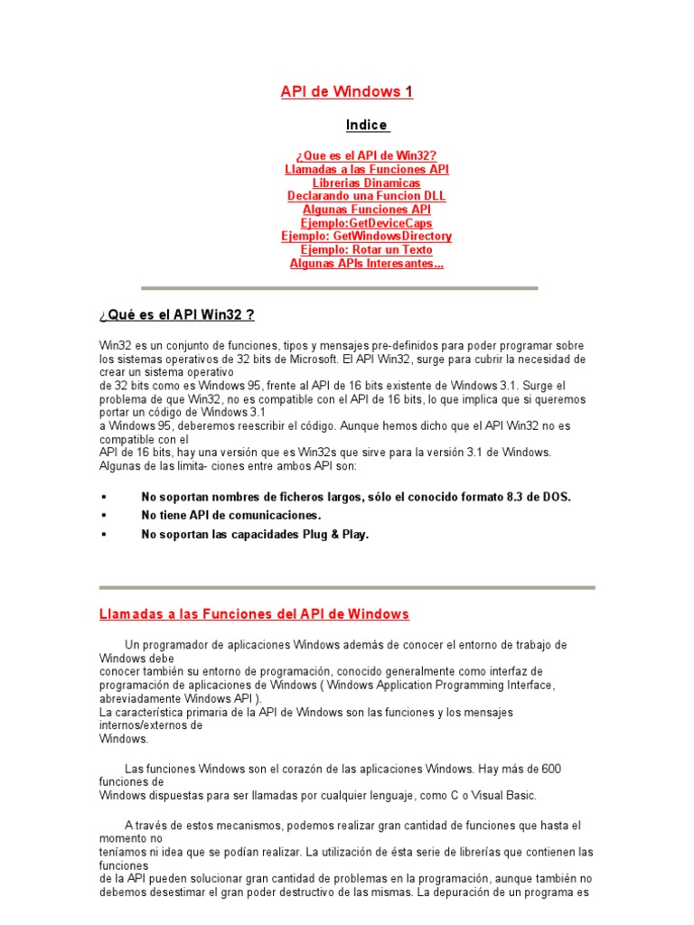 API de Windows | PDF | Microsoft Windows | Lenguaje de programación