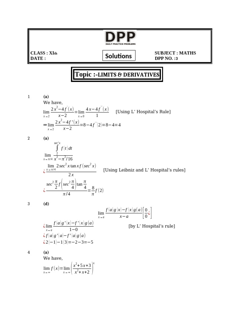 Limits and Derivatives a-3 | PDF