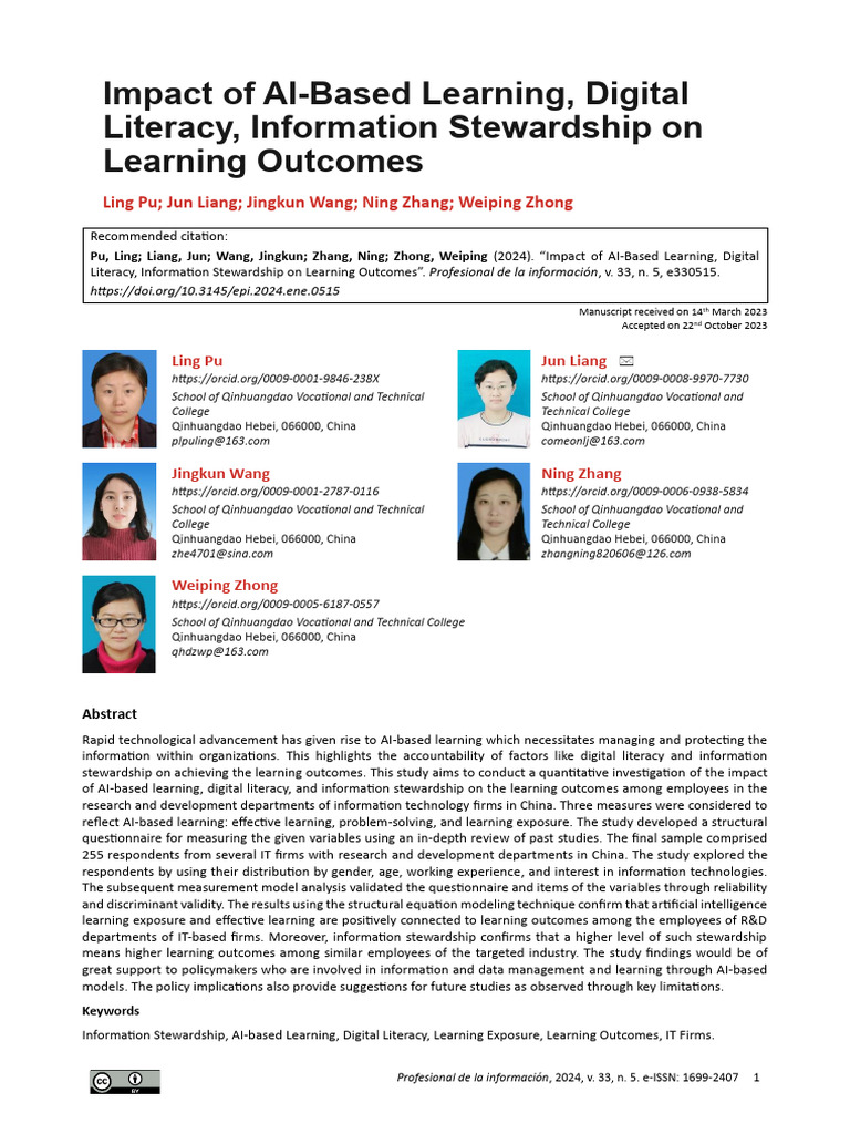 Impact of AI Learning Digital Letracy and Information | PDF ...