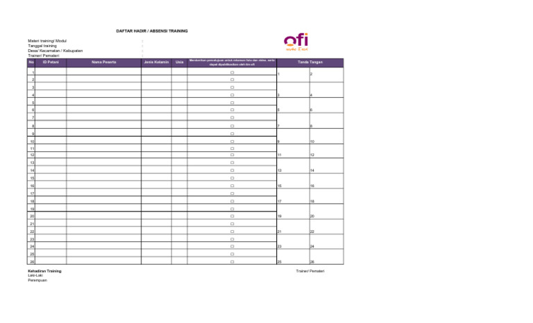 Format Absen Training 3 | PDF
