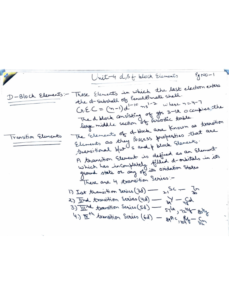 Ch-4 D and F Block Elements | PDF