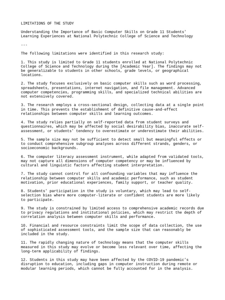 Research Limitations Statements | PDF | Cognition