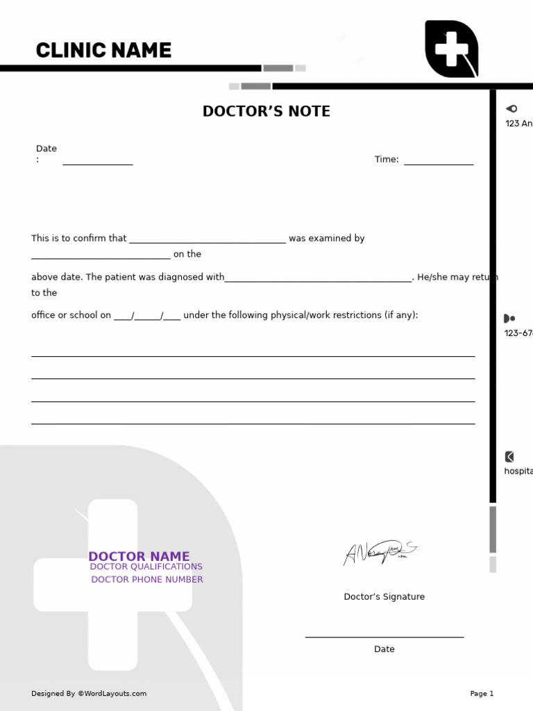 Doctor Note for Work Restrictions Template 02-10-86eq8gx64 | PDF