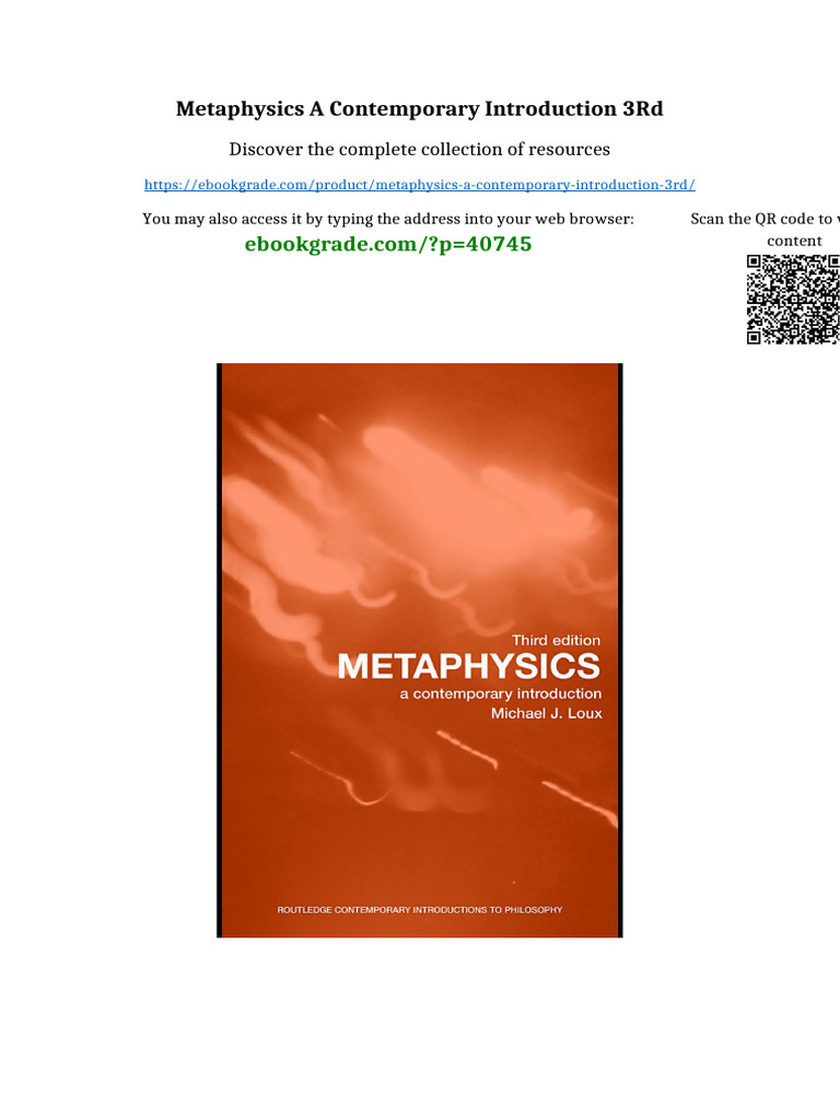 Metaphysics A Contemporary Introduction 3rd Full Chapters Included ...