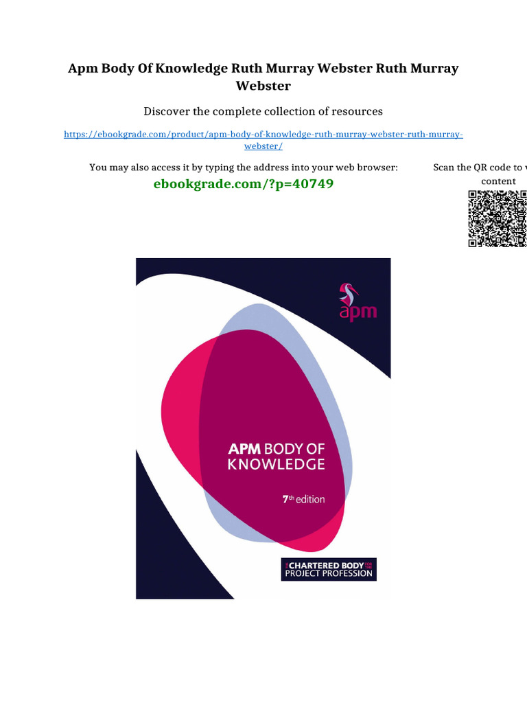 APM Body of Knowledge Ruth Murray Webster Ruth Murray Webster download ...