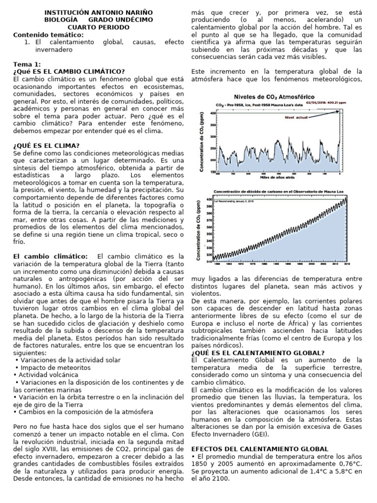 Actividad 2 4P cambio climático | PDF | Gases de efecto invernadero | Clima