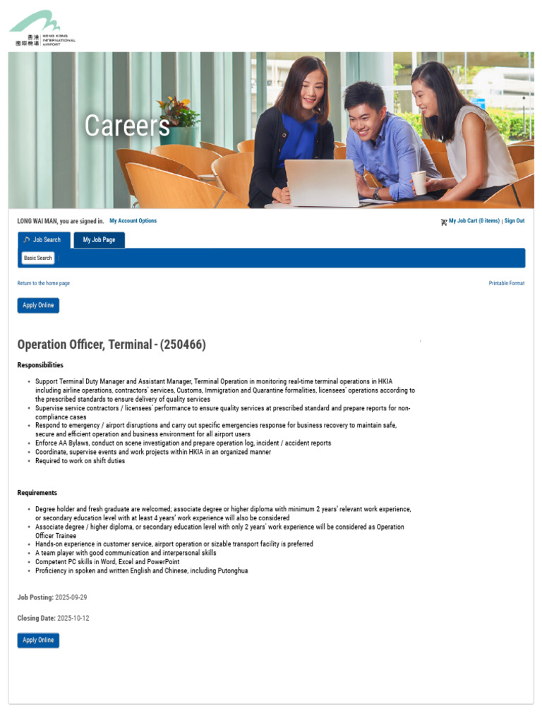 Job Description - Operation Officer, Terminal (250466) | PDF
