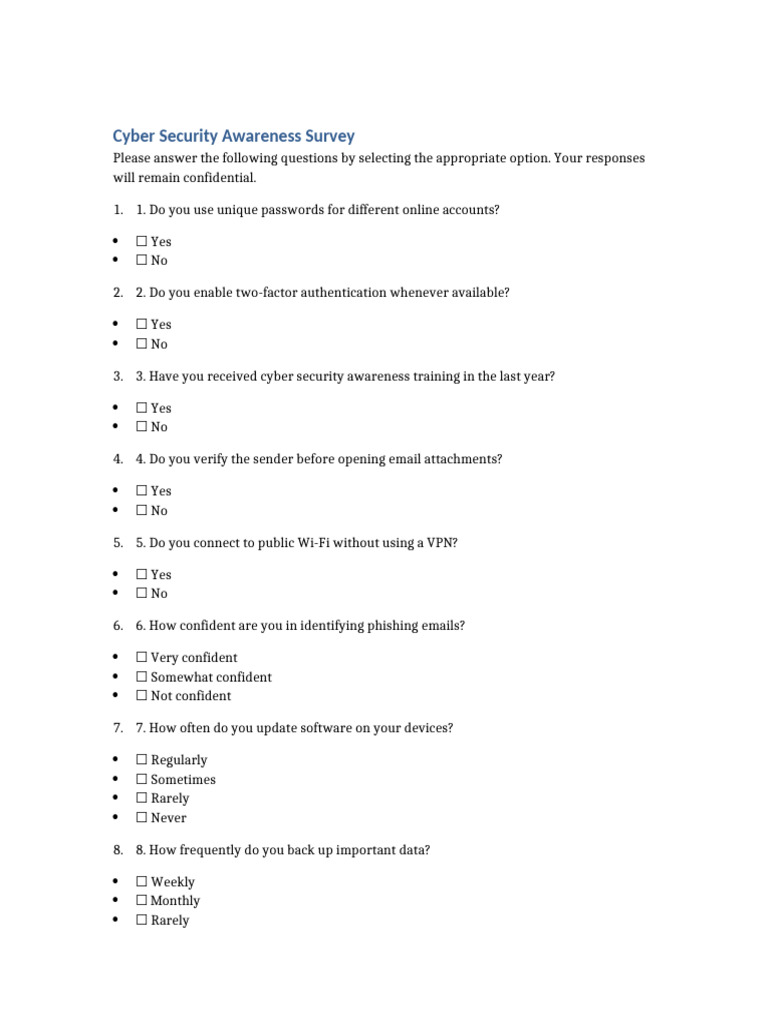 Cyber Security Survey Formatted | PDF