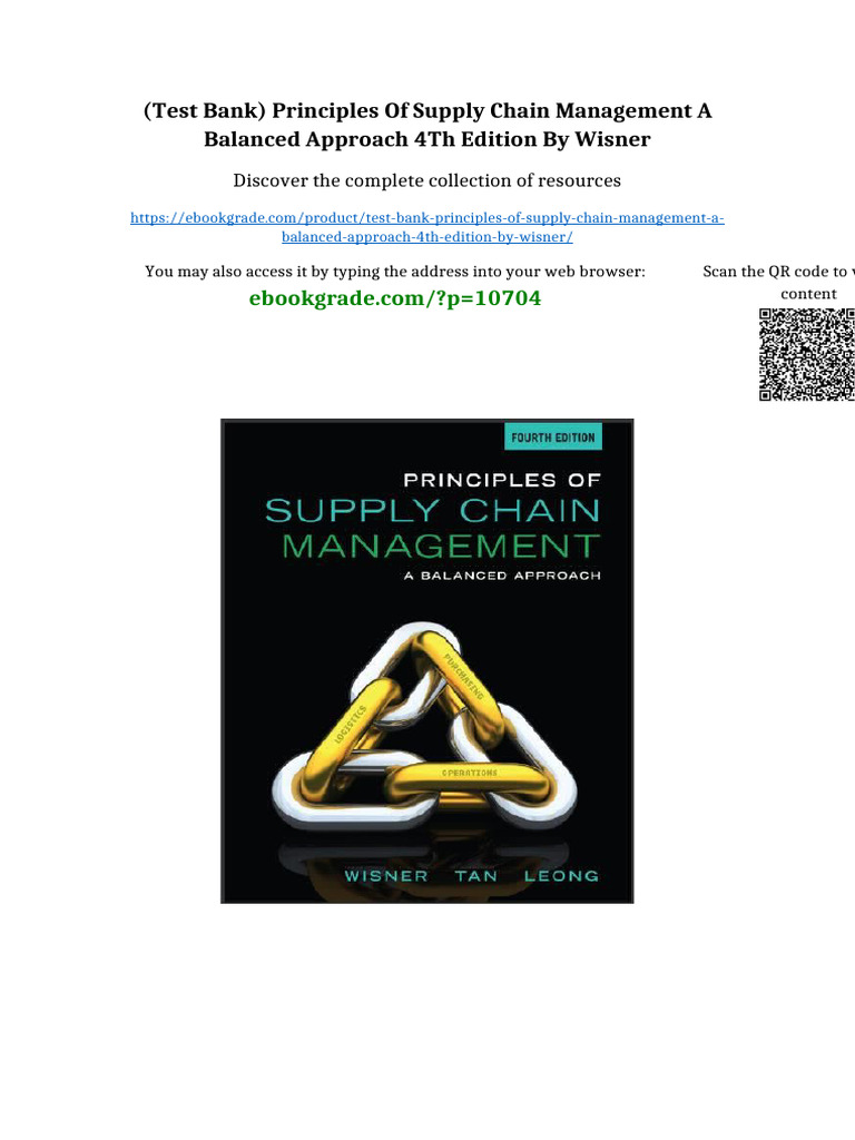 (Test Bank) Principles of Supply Chain Management A Balanced Approach ...