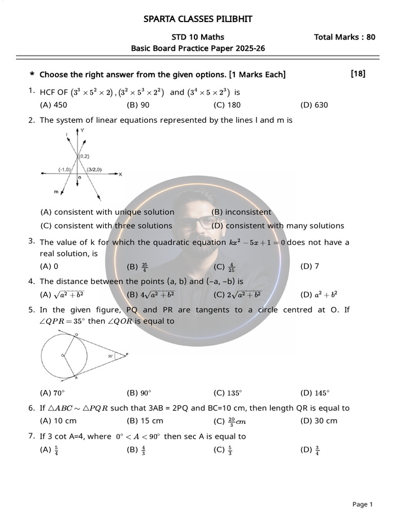 Basic Board Practice Paper 2025-26 | PDF | Circle | Mathematics