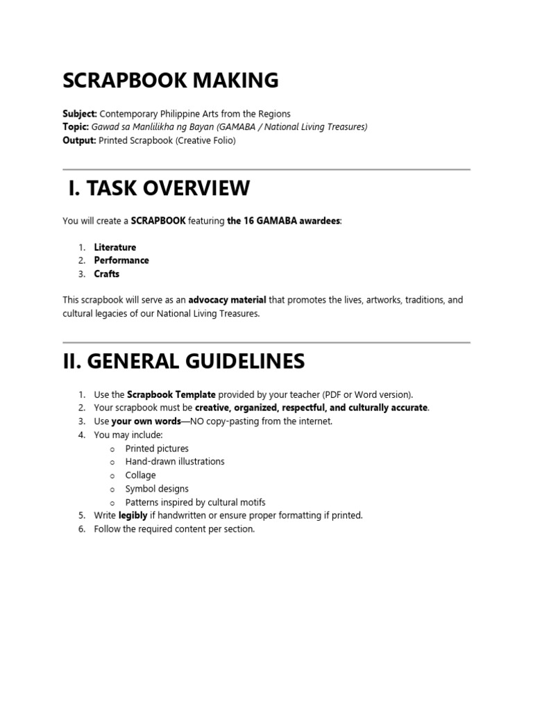 Scrapbook Making Guidelines 1 | PDF | Scrapbooking | Human Communication