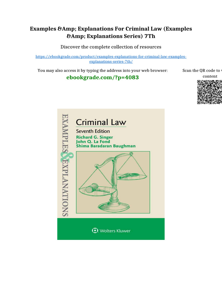 Examples & Explanations for Criminal Law (Examples & Explanations ...