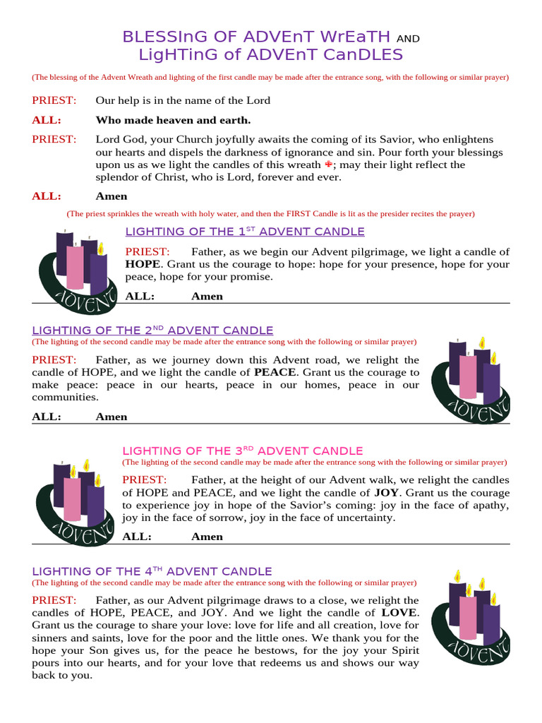 Blessing of Advent Wreath | PDF | Advent | Prayer