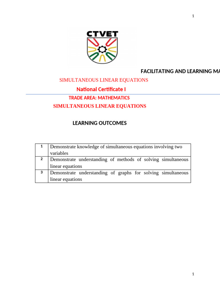 Funit 5 Simultaneous Linear | PDF | Interest | Equations