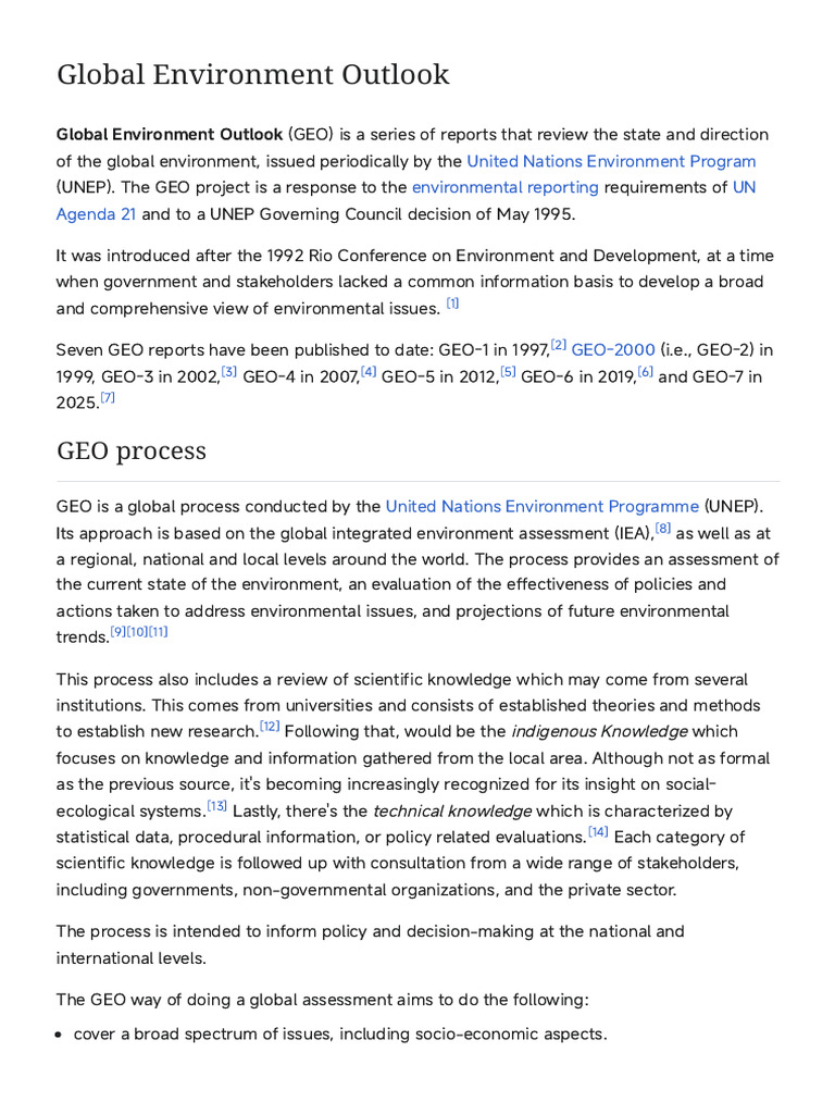 Global Environment Outlook - Wikipedia | PDF | United Nations ...