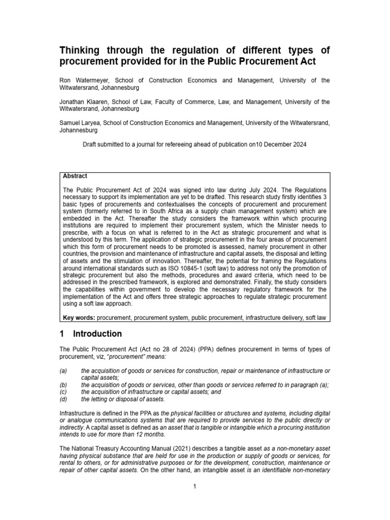 Regulating Different Types of Procurement - Watermeyer Klaaren Laryea ...