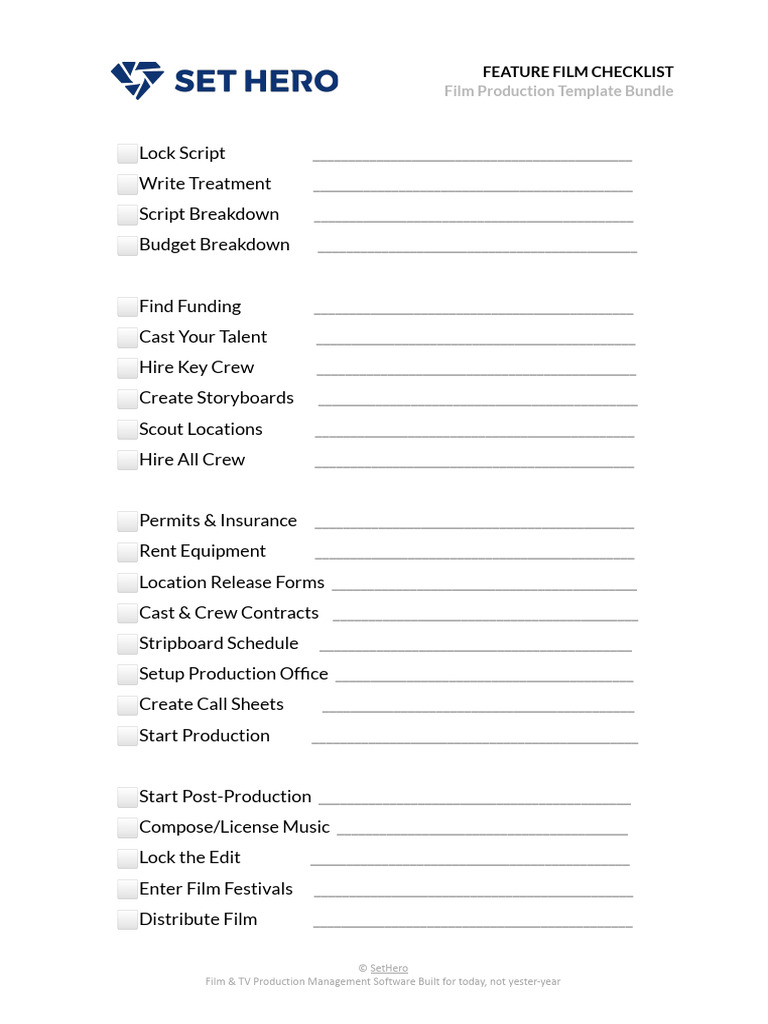 P1 Feature Film Checklist | PDF