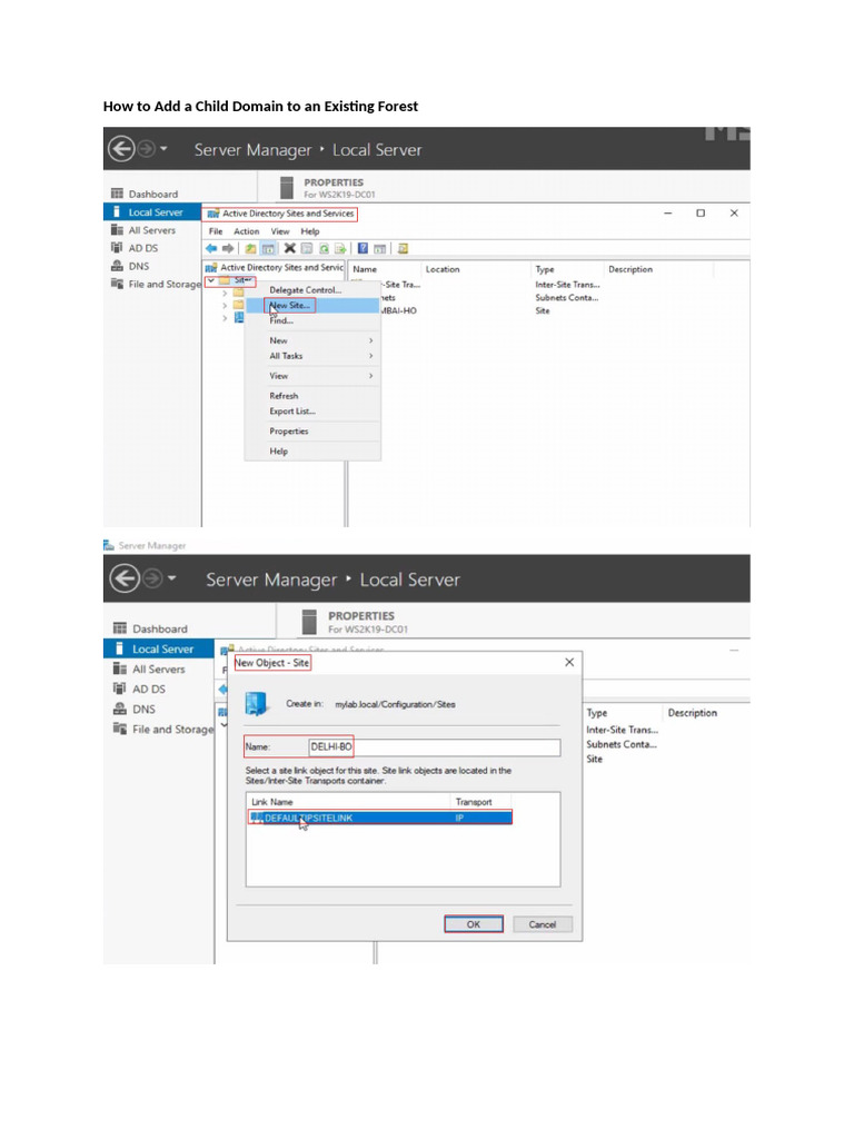 How To Add A Child Domain To An Existing Forest | PDF