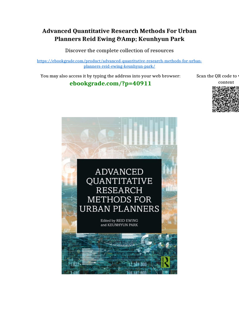 Advanced Quantitative Research Methods for Urban Planners Reid Ewing ...