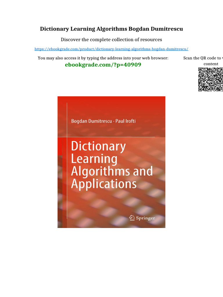 Dictionary Learning Algorithms Bogdan Dumitrescu sample | PDF