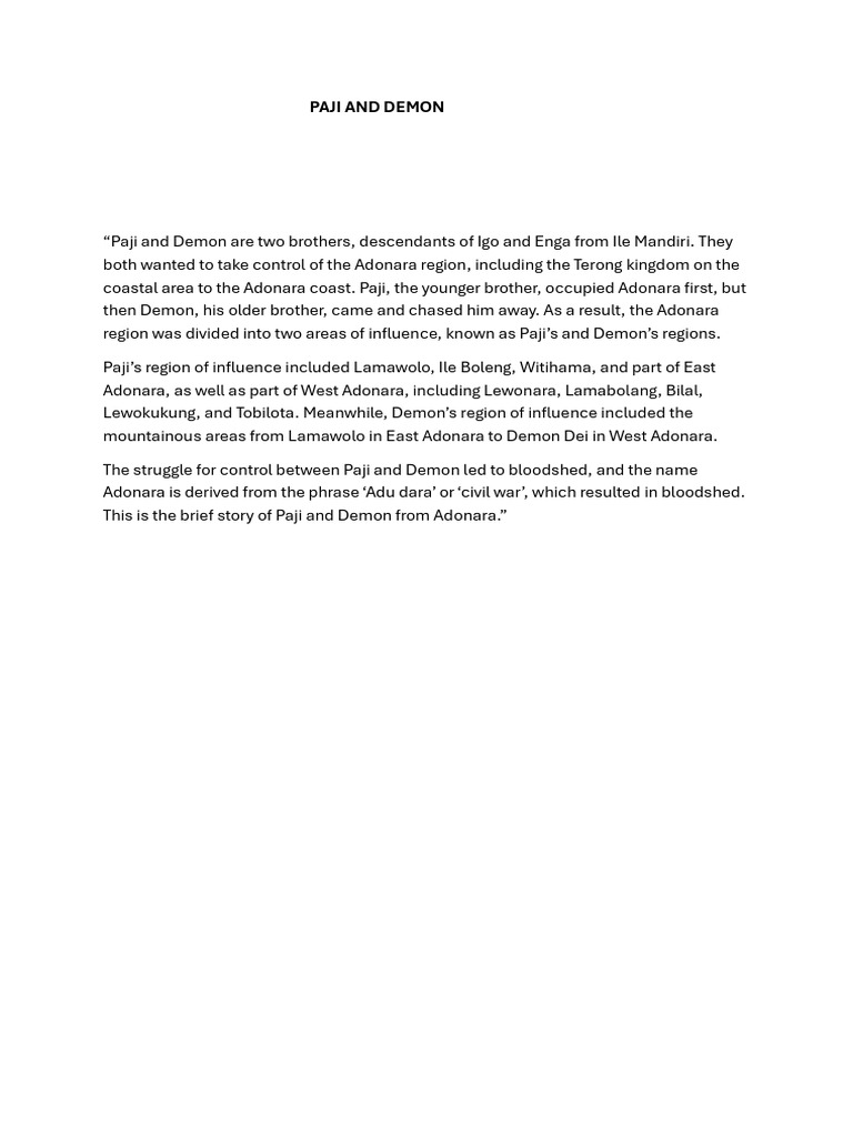 Story of Paji and Demon (Lusia Oktavia A Tukan) | PDF