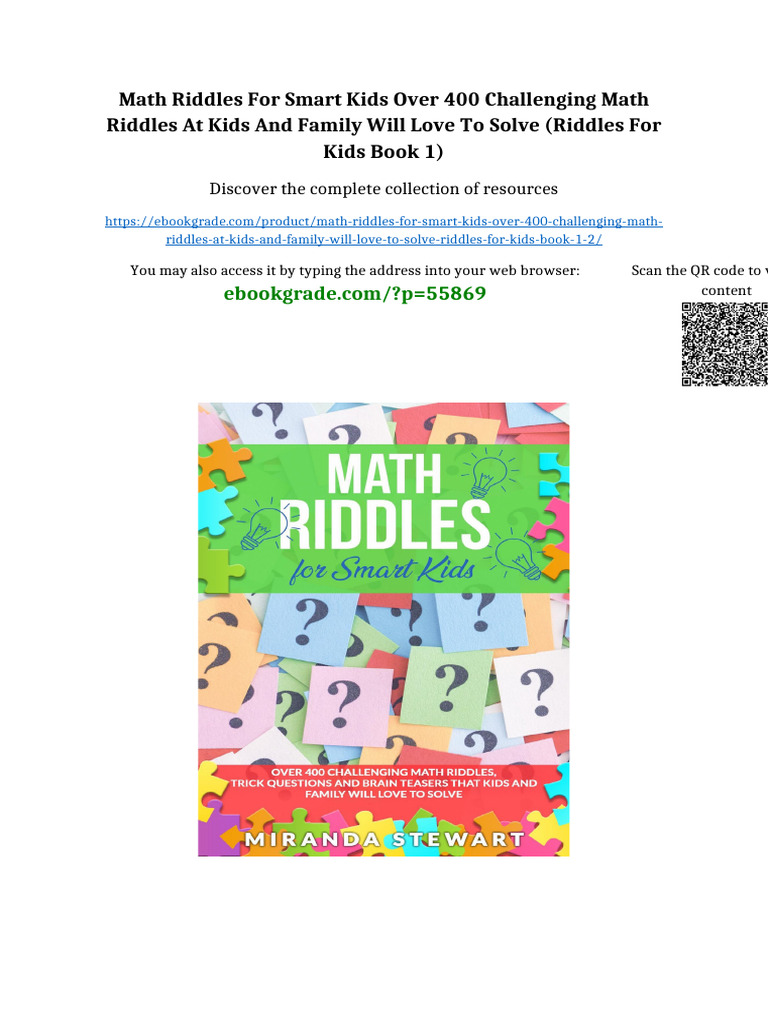 Math Riddles For Smart Kids Over 400 Challenging Math Riddles at Kids ...