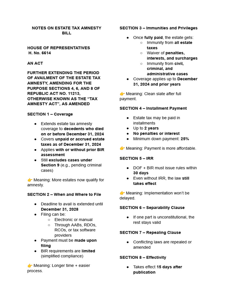 Estate Tax Amnesty Notes | PDF | Estate Tax In The United States | Taxes