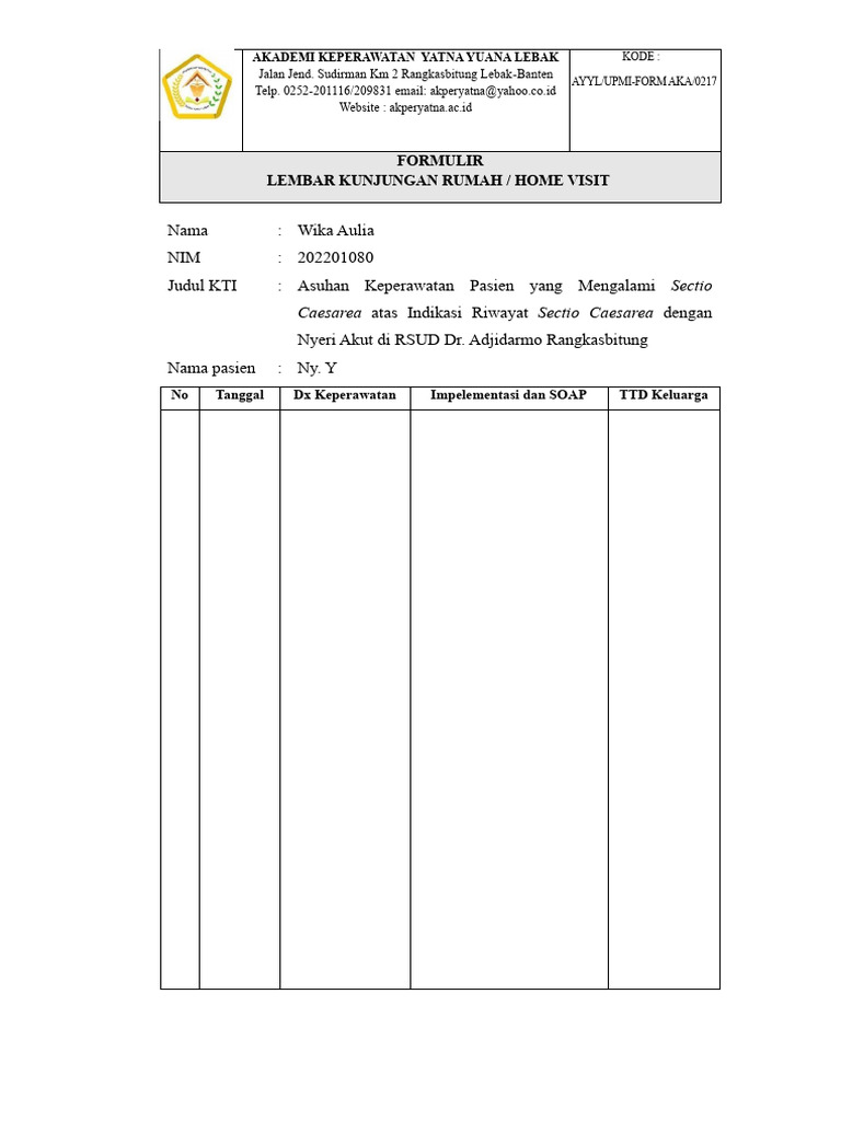 Lembar Kunjungan Rumah | PDF