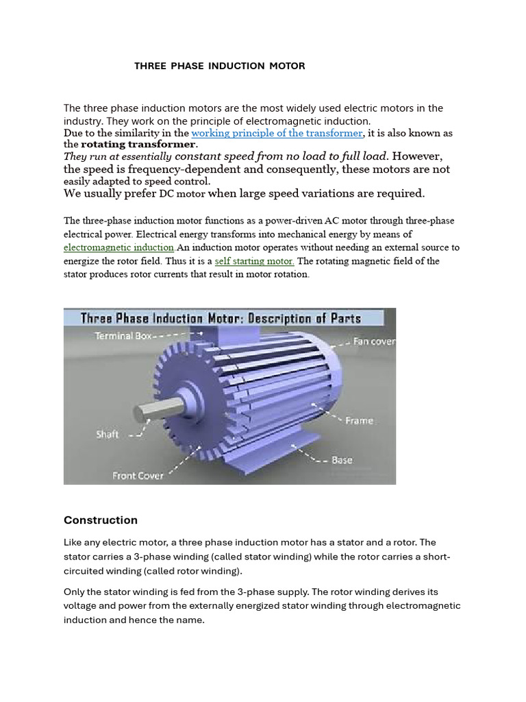 Three Phase Induction Motor | PDF | Electric Motor | Electromagnetic ...