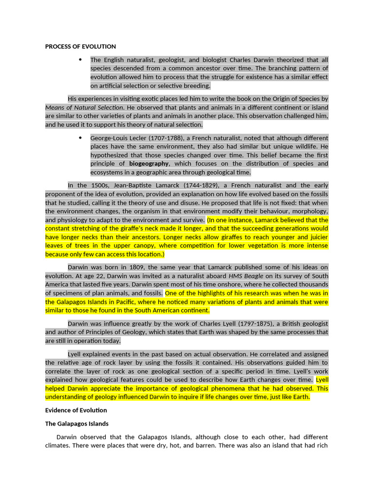 PROCESS OF EVOLUTION Report | PDF | Natural Selection | Phylogenetic Tree