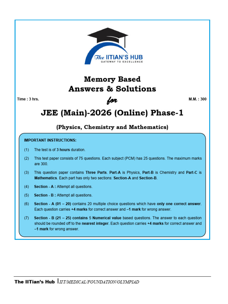 21 Jan (Morning) Paper & Solution | PDF | Isomer | Capacitance