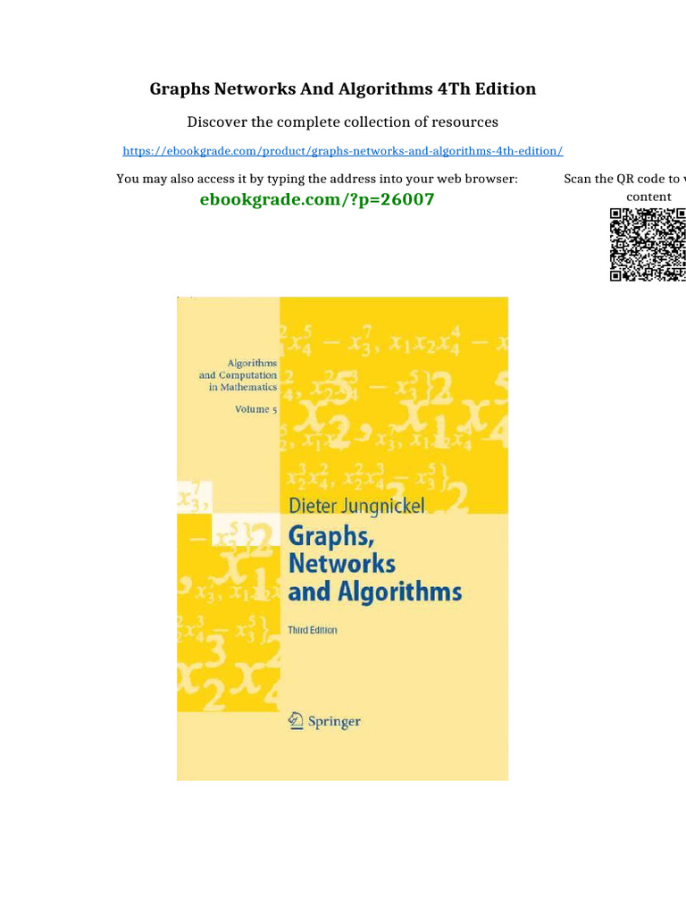 Graphs Networks and Algorithms 4th Edition Full Access | PDF ...