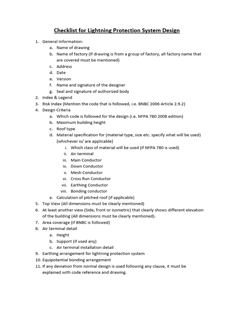 Checklist For LPS Design | PDF