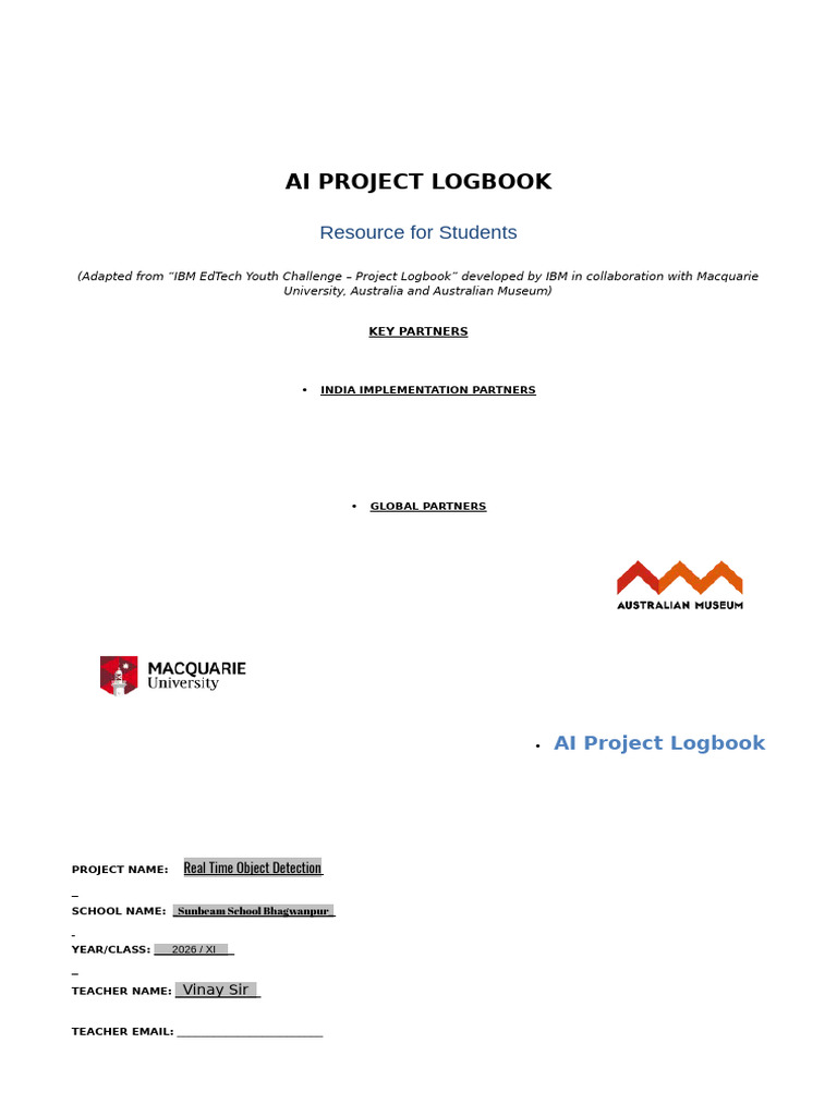 Gyanika-IBM-CBSE AI Project Logbook - Docx 20260126 173434 0000 | PDF ...