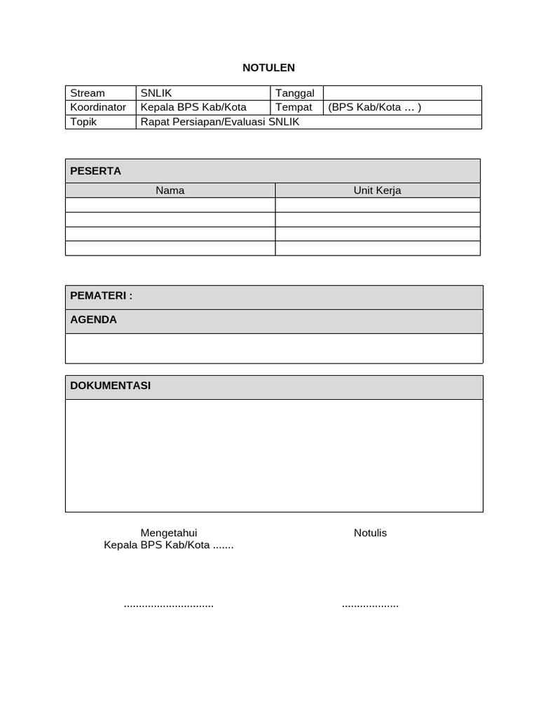 Format Notulen Rapat | PDF