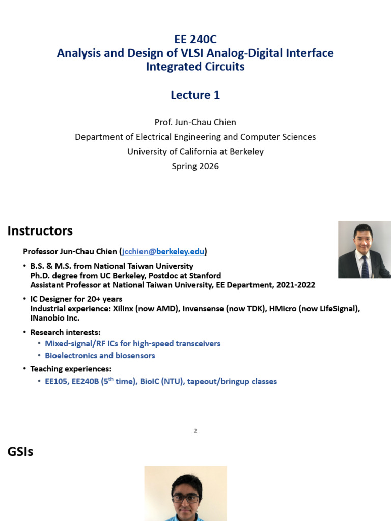 Lec1 240c Intro 2026 01 20 | PDF | Analog To Digital Converter | Mixed ...