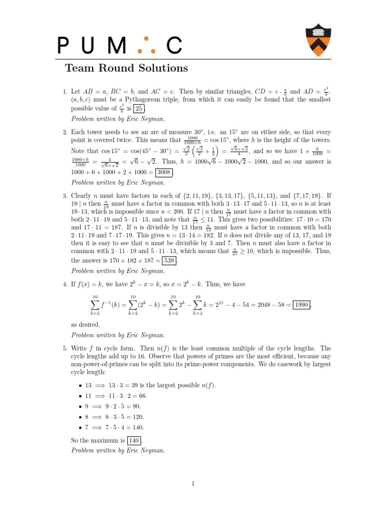 PUMaC2016_TeamSol | PDF | Square Root | Elementary Mathematics