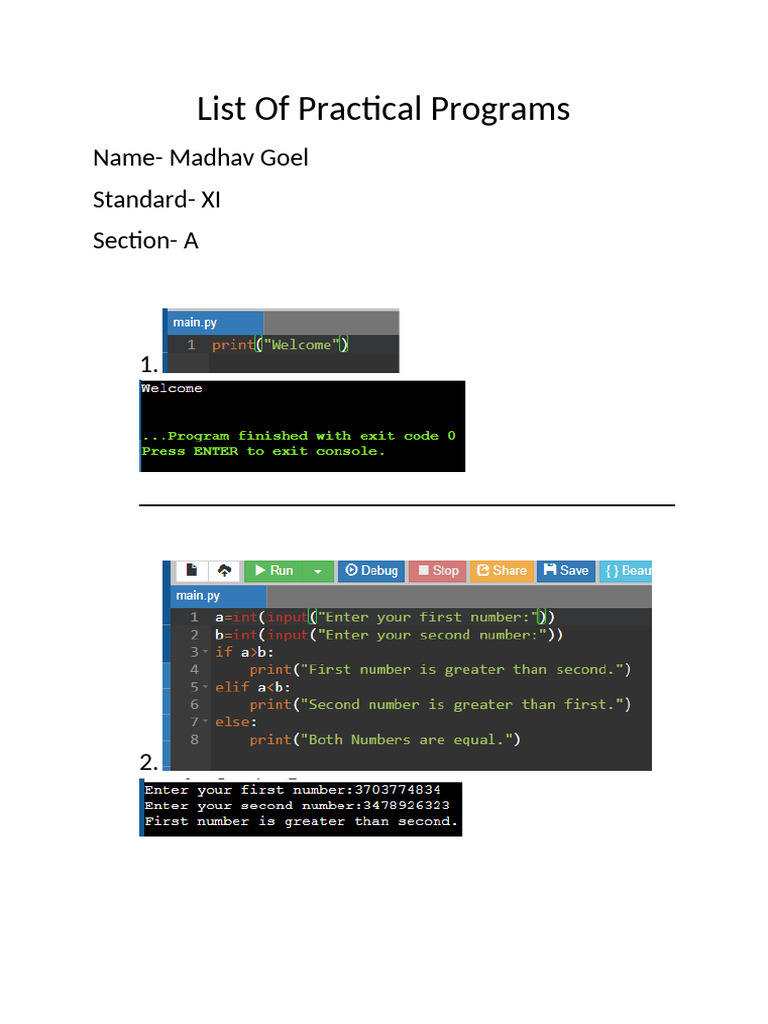 List of Practical Programs | PDF