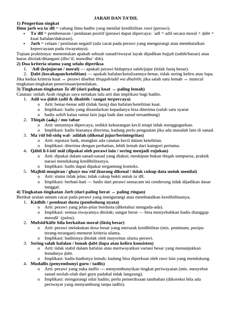 Jarah Dan Ta'Dil | PDF