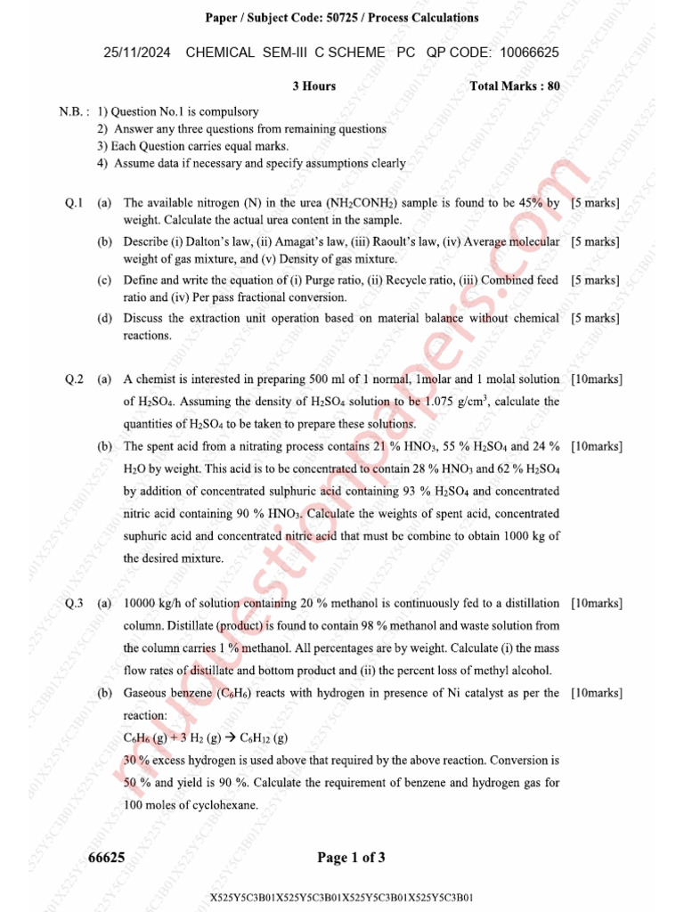 Be Chemical Engineering Semester 3 2024 December Process ...