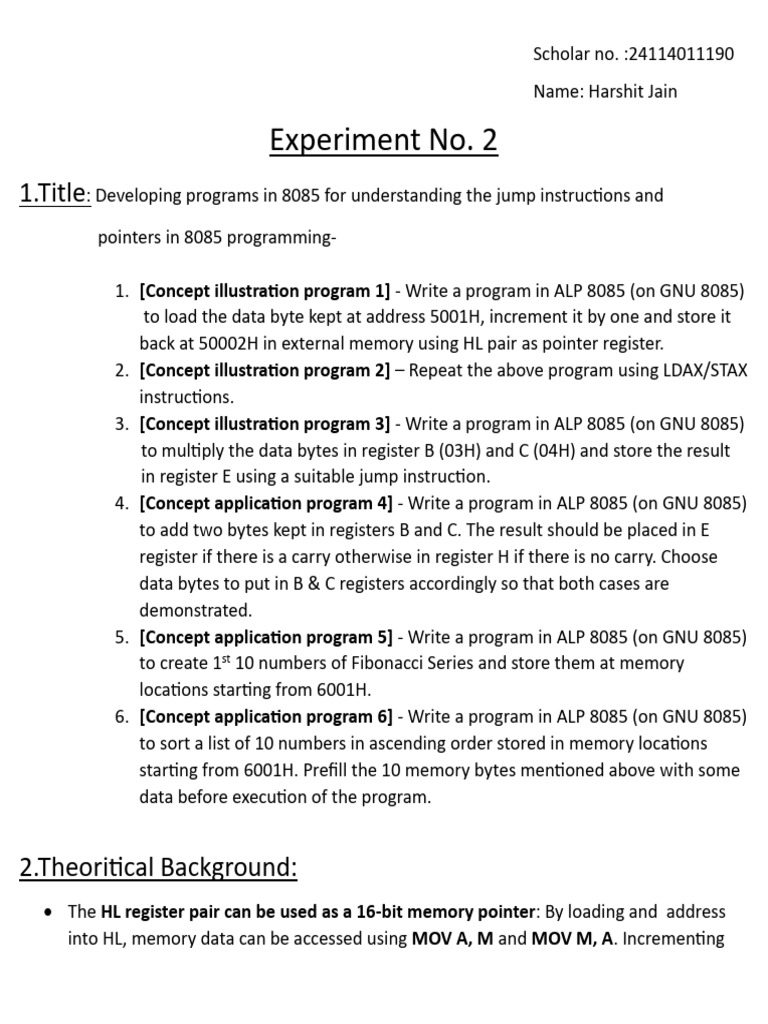 Experiment 2 | PDF | Assembly Language | Computer Program