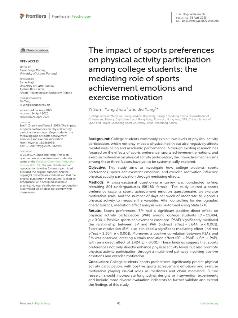 The impact of sports preferences on physical activity participation ...