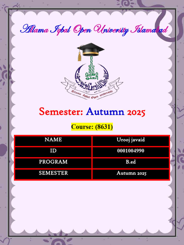 8631 Assignment No 1 | PDF | Special Education | Learning Disability