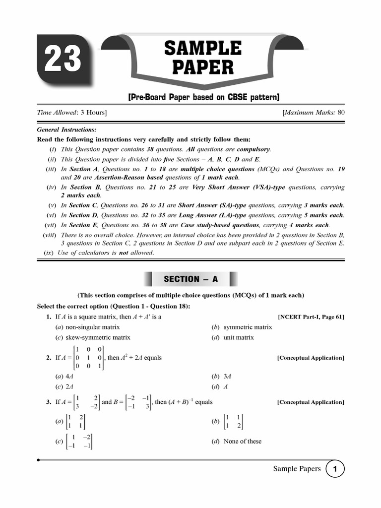 Pre-Board Paper 23 | PDF