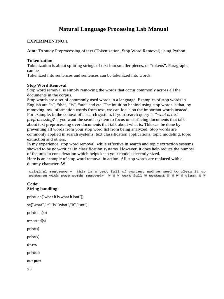 Nlp Lab Experiment 1 | PDF