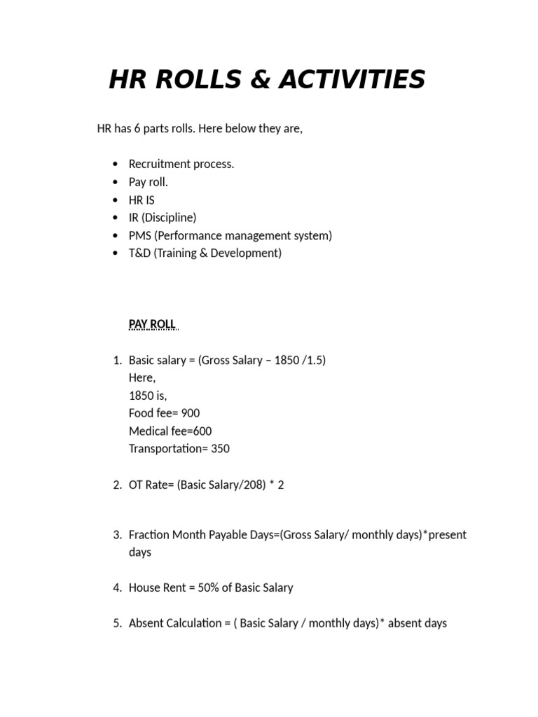 HR Rolls | PDF