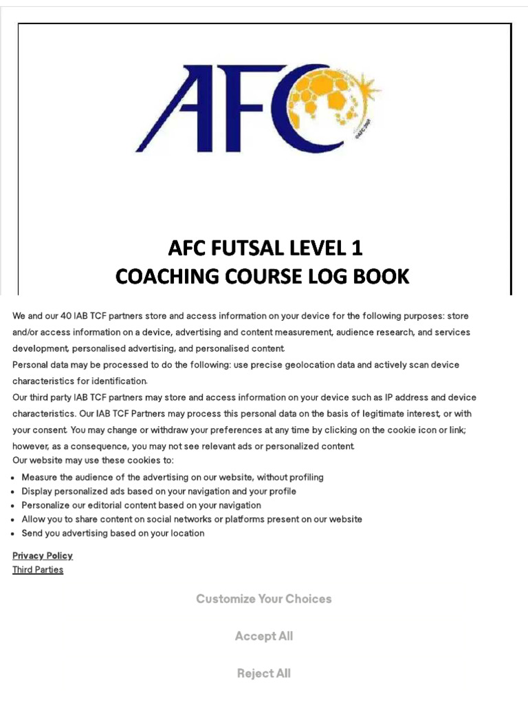 PDF PDF Afc Futsal Level 1 Log Book 1 Compress Compress | PDF